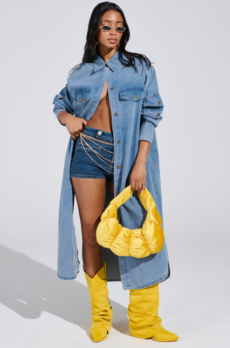 COMFORT QUEEN CHAMBRAY LONG DUSTER