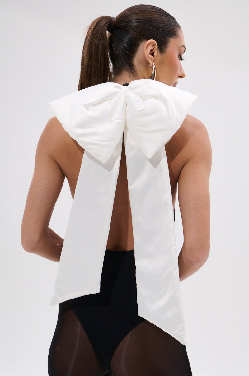 LOVE ME MORE BOW BODYSUIT