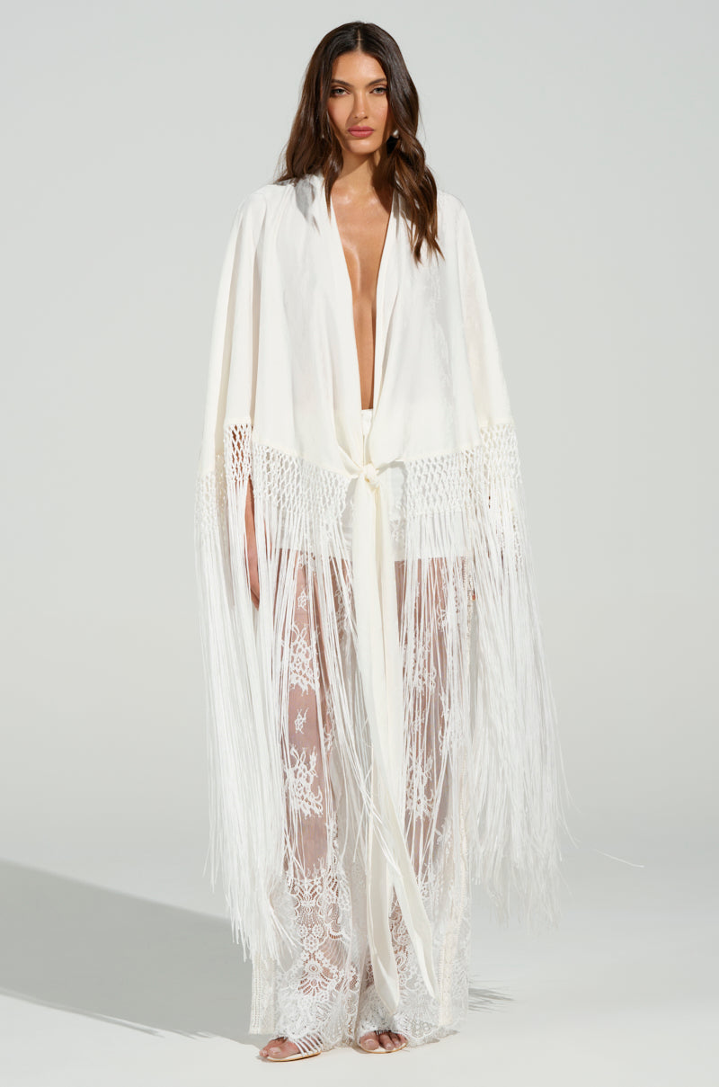 ON TO SOMETHING GOOD FRINGE TIE FRONT BLOUSE