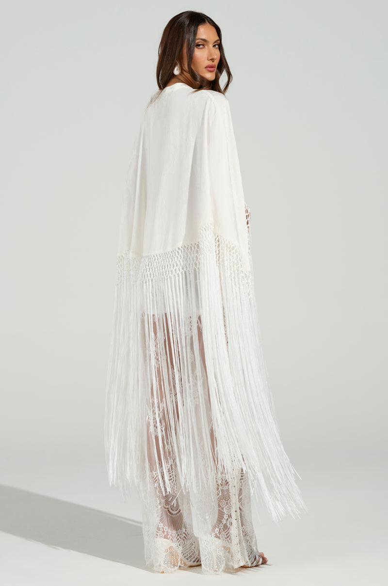 ON TO SOMETHING GOOD FRINGE TIE FRONT BLOUSE