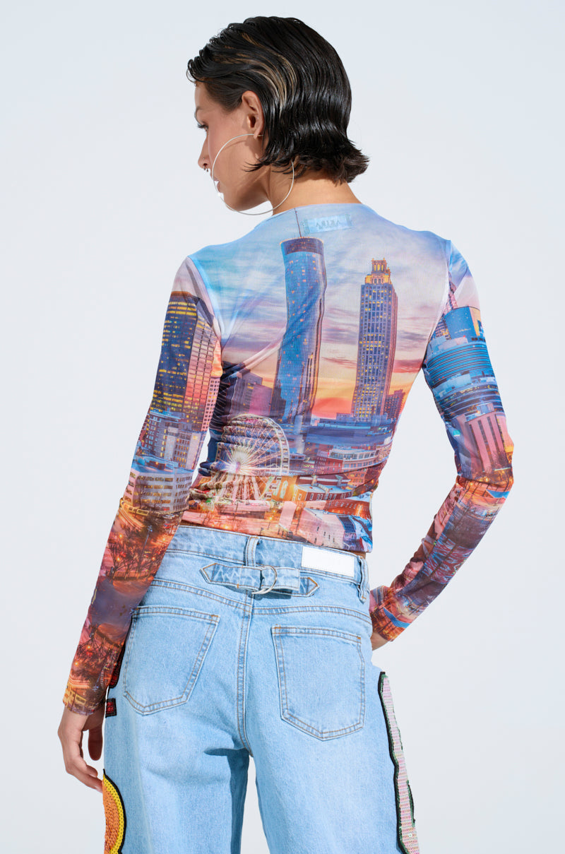 CITY LIGHTS MESH LONG SLEEVE TOP