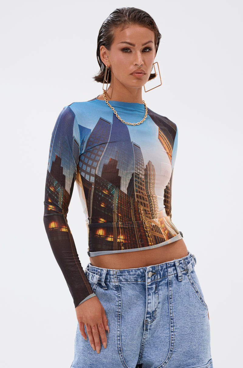 BIG CITY LONG SLEEVE MESH TOP