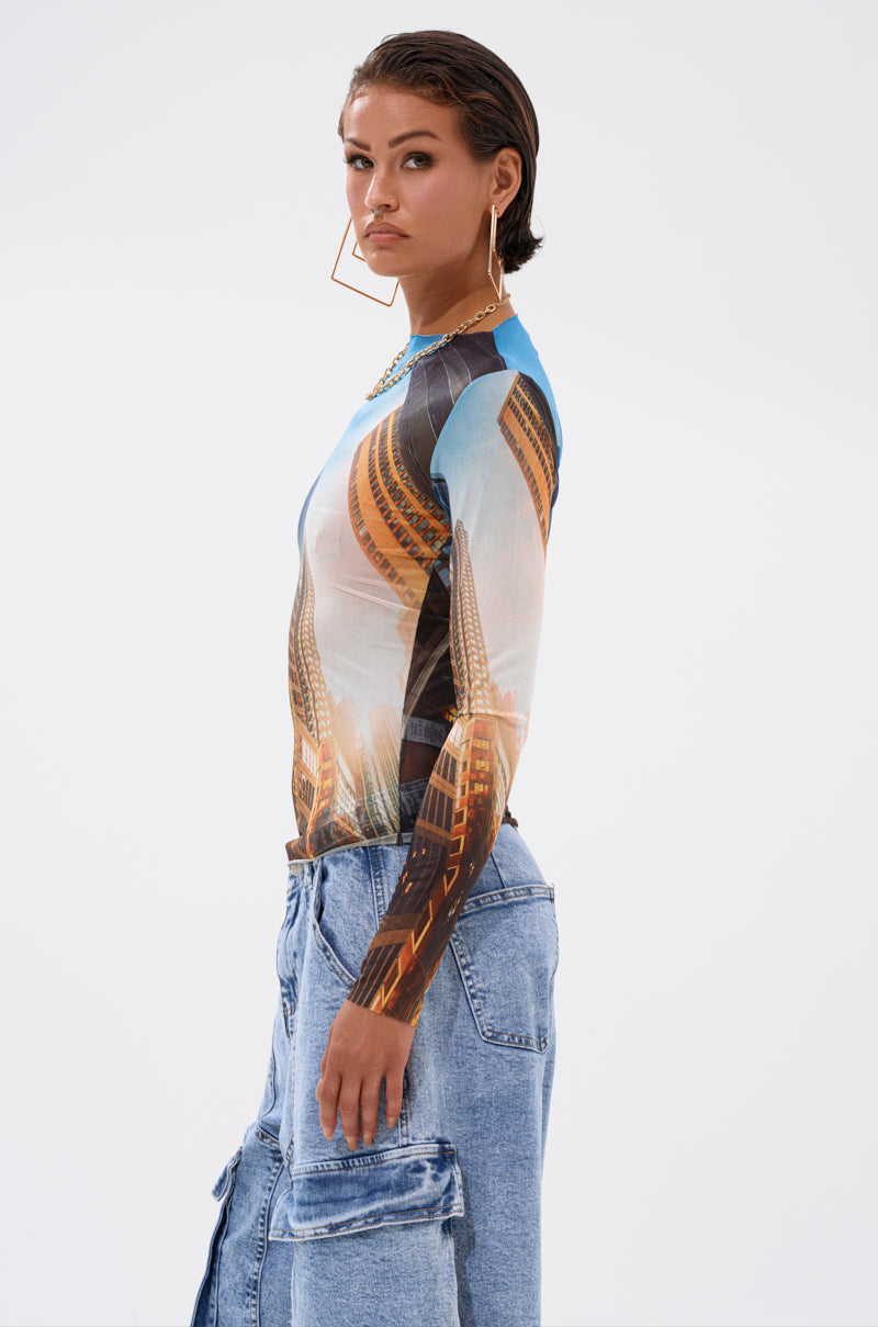 BIG CITY LONG SLEEVE MESH TOP