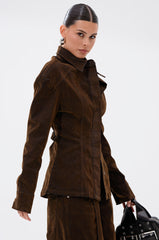 FALL VIBES VELVET DENIM BUTTON DOWN