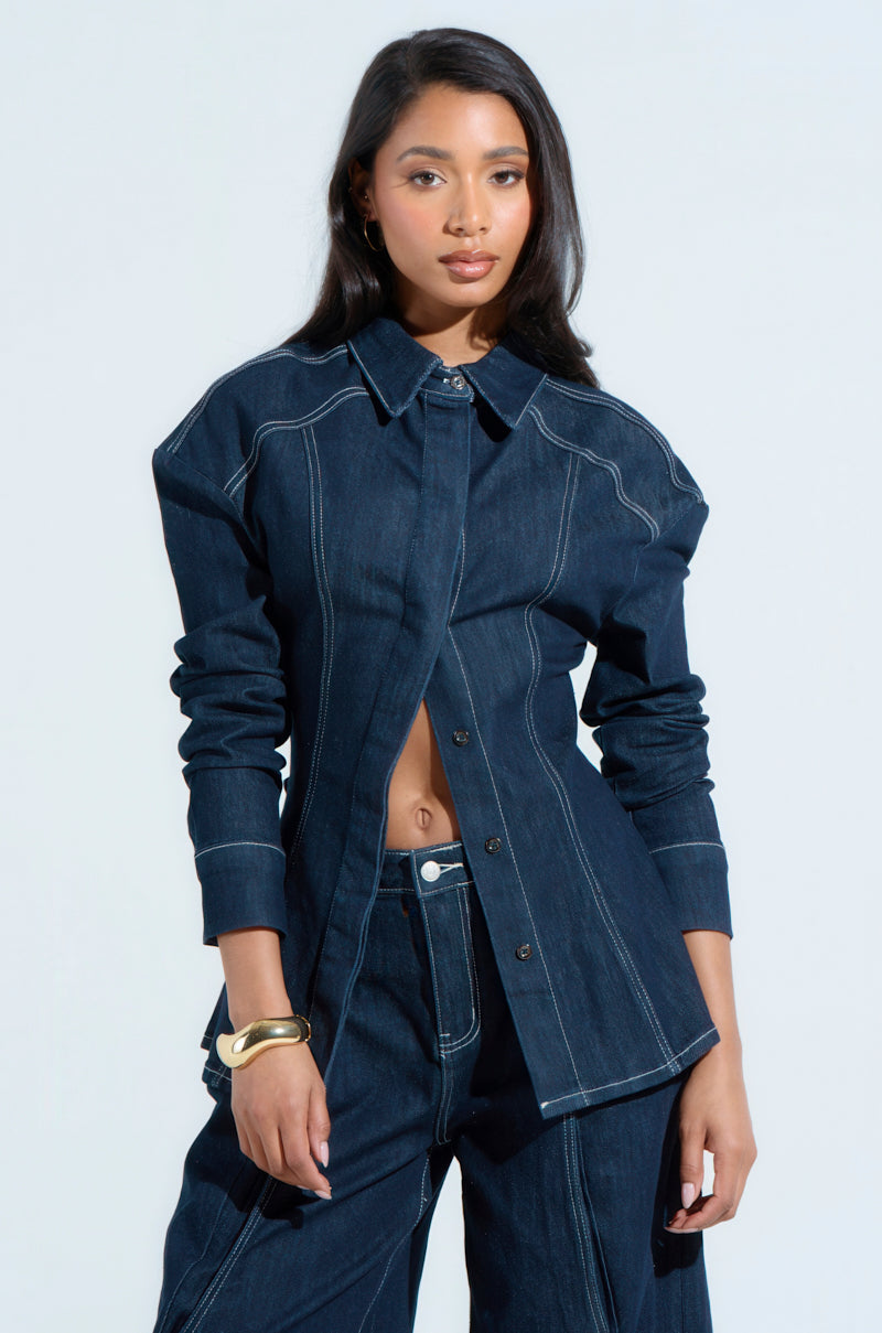 COME WITH ME BUTTON DOWN TOP