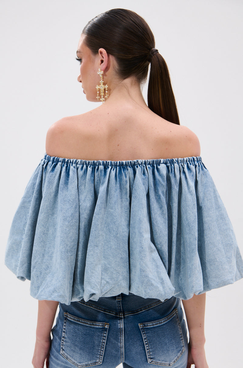 NEVER GOING TO STOP BLOUSE IN DENIM