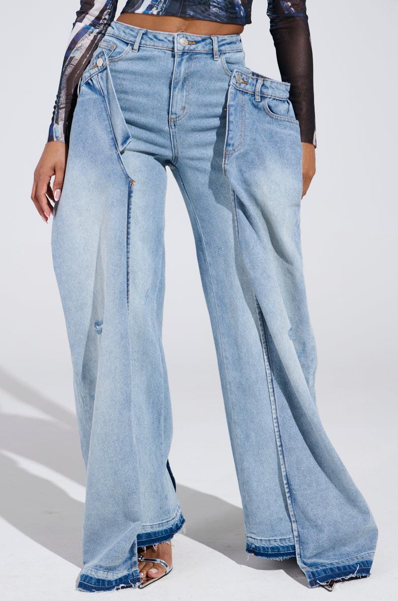 SEEING DOUBLE DECONSTRUCTED DENIM JEANS