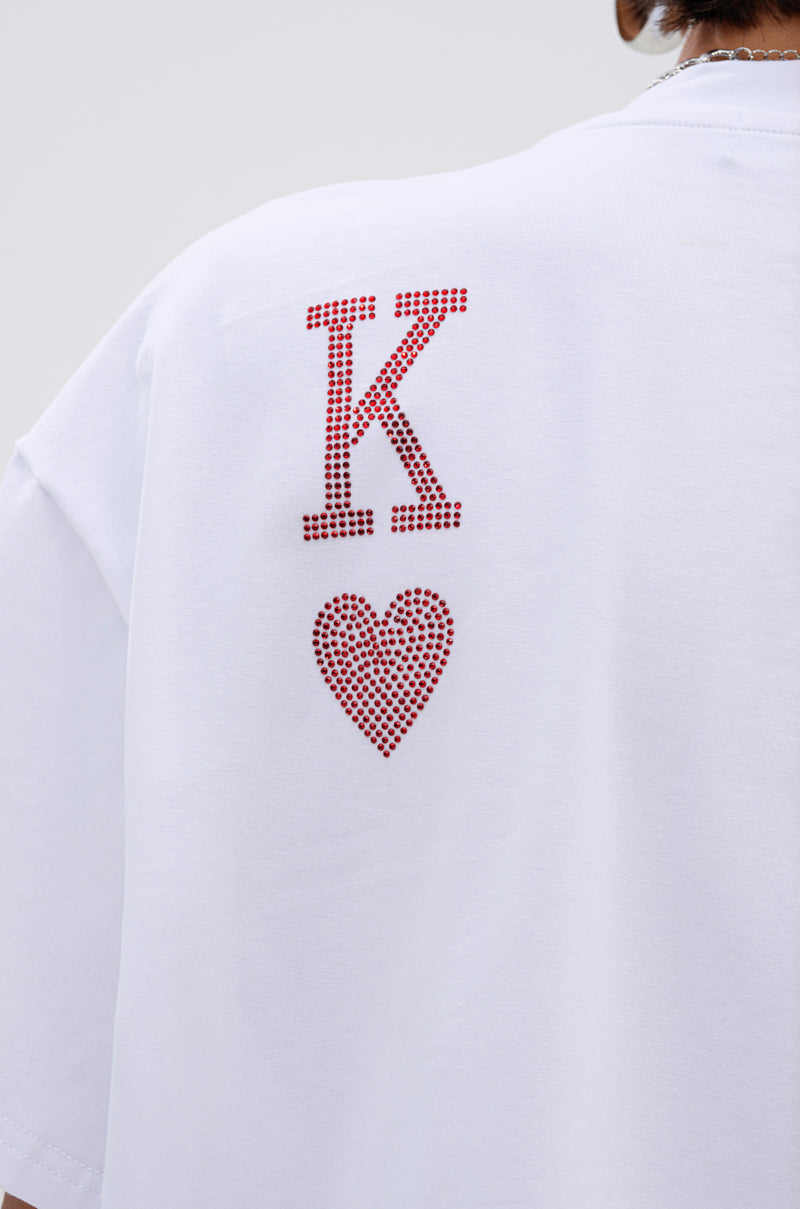 KING OF HEARTS OVERSIZED TEE IN WHITE
