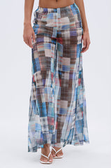 LIVING THE LIFE PLAID MESH PALAZZO PANT