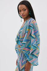 GRISELDA PRINTED CROP LONG SLEEVE TOP