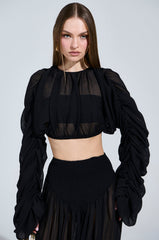 LAURA RUCHED CROPPED BLOUSE