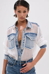 LET IT GO CHIFFON BUTTON DOWN