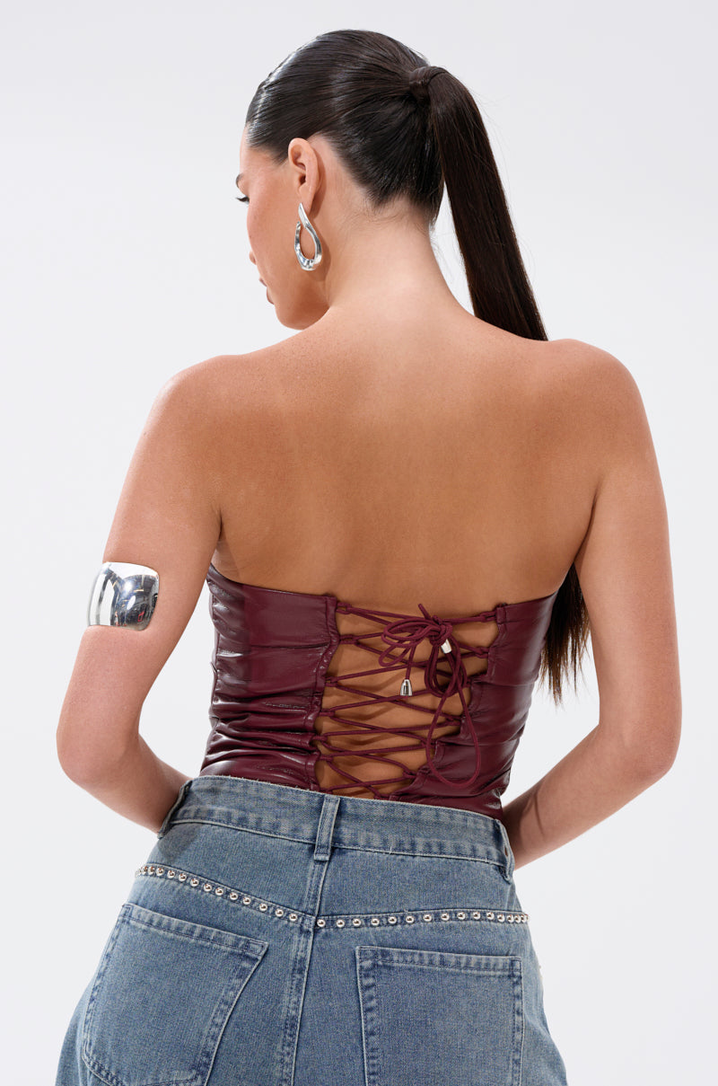 LUSH LIFE FAUX LEATHER BODYSUIT