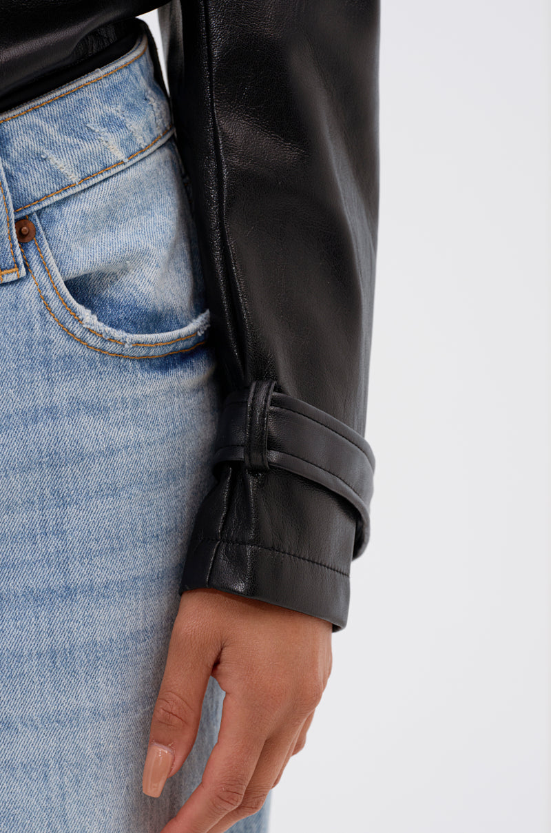 TRACIE FAUX LEATHER BLAZER BODYSUIT