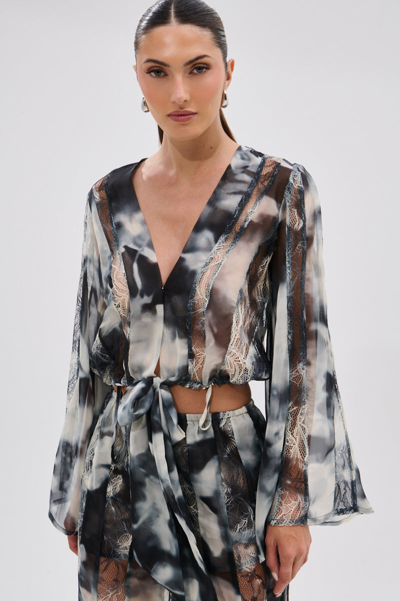 RUBY OMBRE TIE FRONT BLOUSE