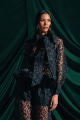 CHEETAH SISTA TIE FRONT BLOUSE