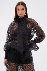 CHEETAH SISTA TIE FRONT BLOUSE