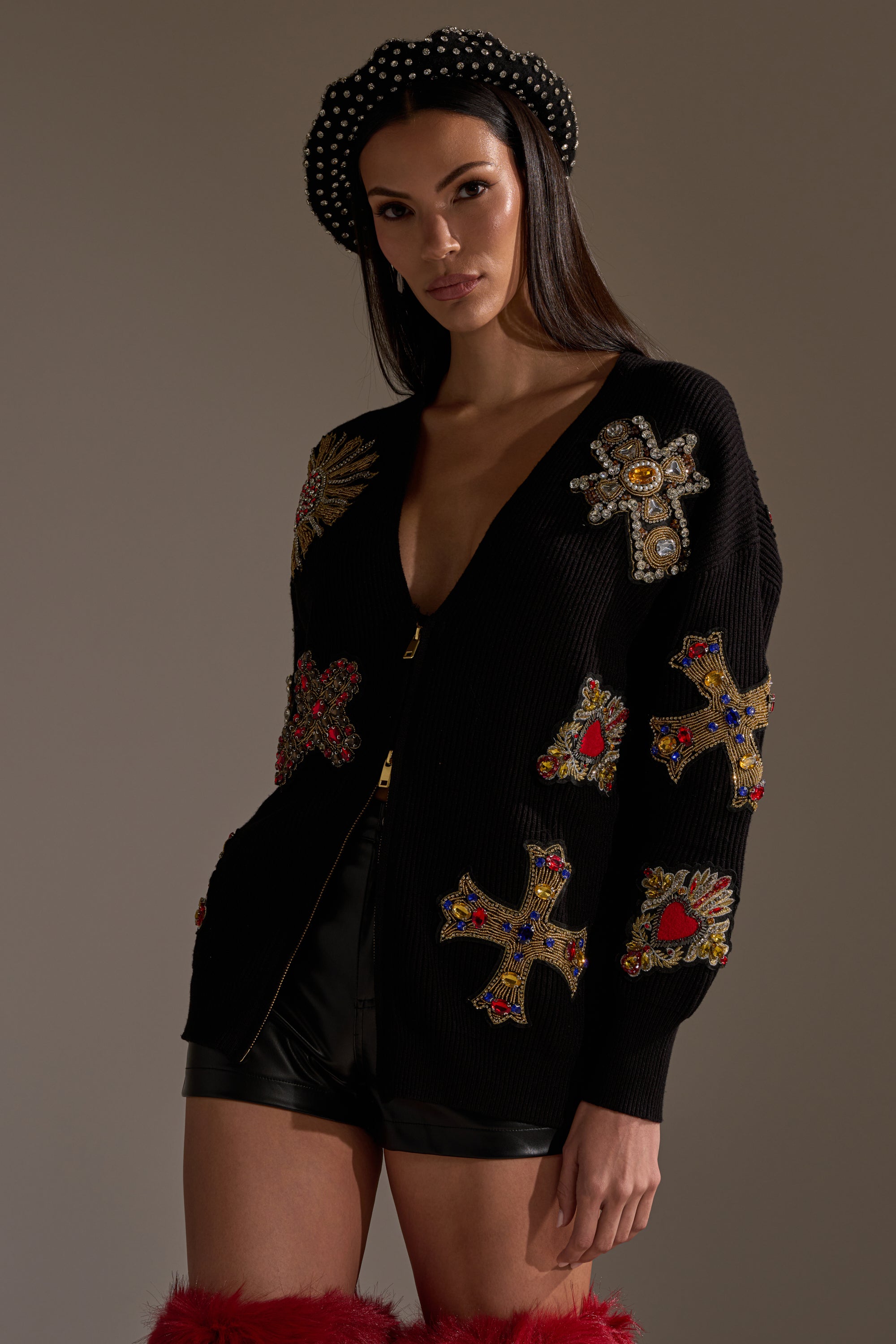 FEELING EXTRA EMBELLISHED SWEATER