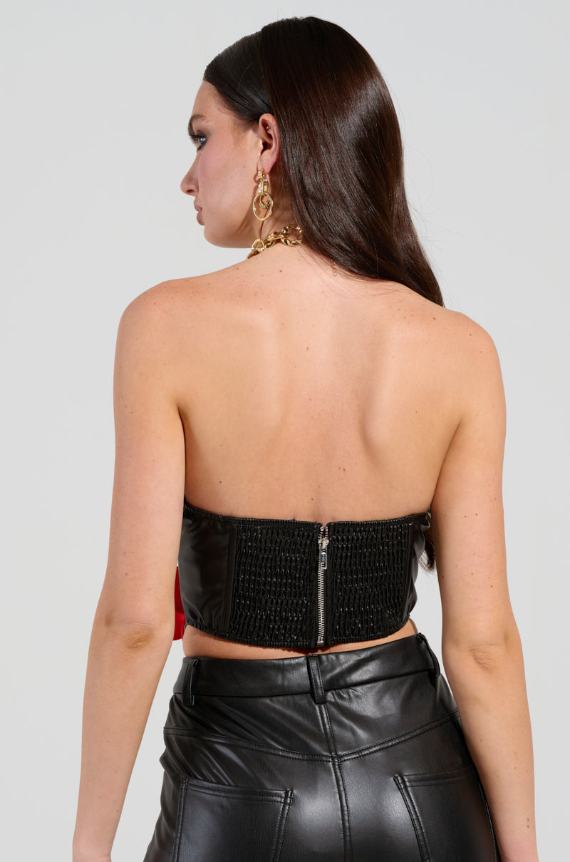 ROSE PETALS CORSET TOP IN BLACK MULTI