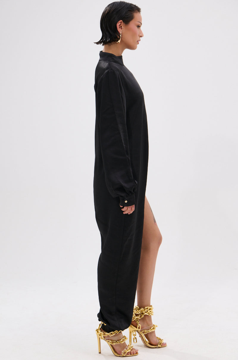 TIME FLIES SATIN ONE SLEEVE BLOUSE