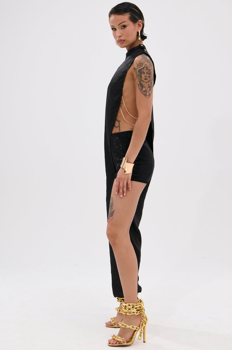 TIME FLIES SATIN ONE SLEEVE BLOUSE