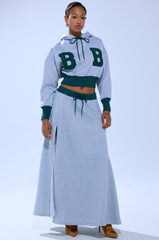 COLLEGIATE FRENCH TERRY MAXI SKIRT