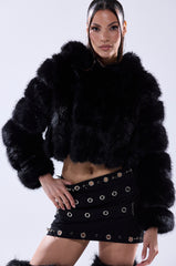 JOLENE FAUX FUR COAT IN BLACK