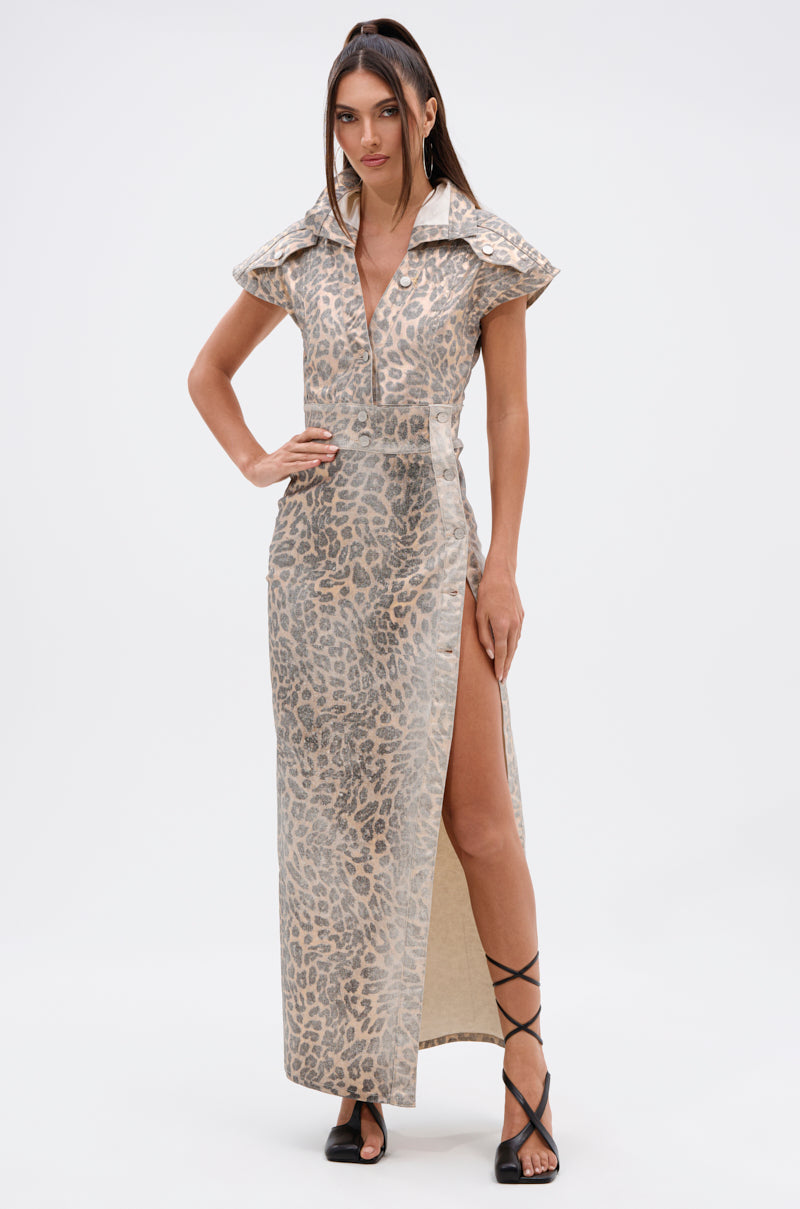 TOO BUSY TO CARE LEOPARD MIDI DRESS