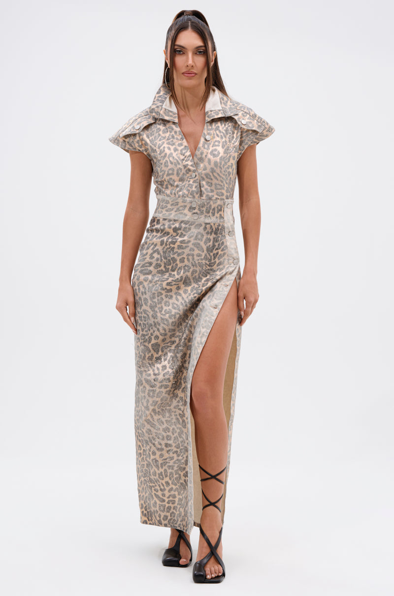 TOO BUSY TO CARE LEOPARD MIDI DRESS