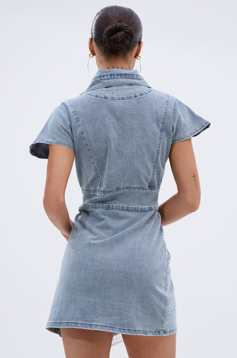 NEVER TOO MUCH DENIM MINI DRESS