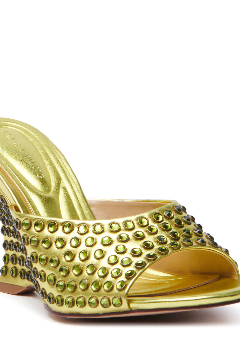 AZALEA WANG JUNIUS GOLD EMBELLISHED WEDGE SANDAL