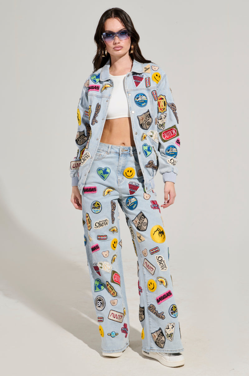 AUSTIN WIDE LEG PATCH DENIM