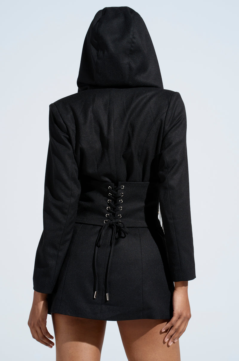 DRIPPY RHINESTONE FRINGE BLAZER