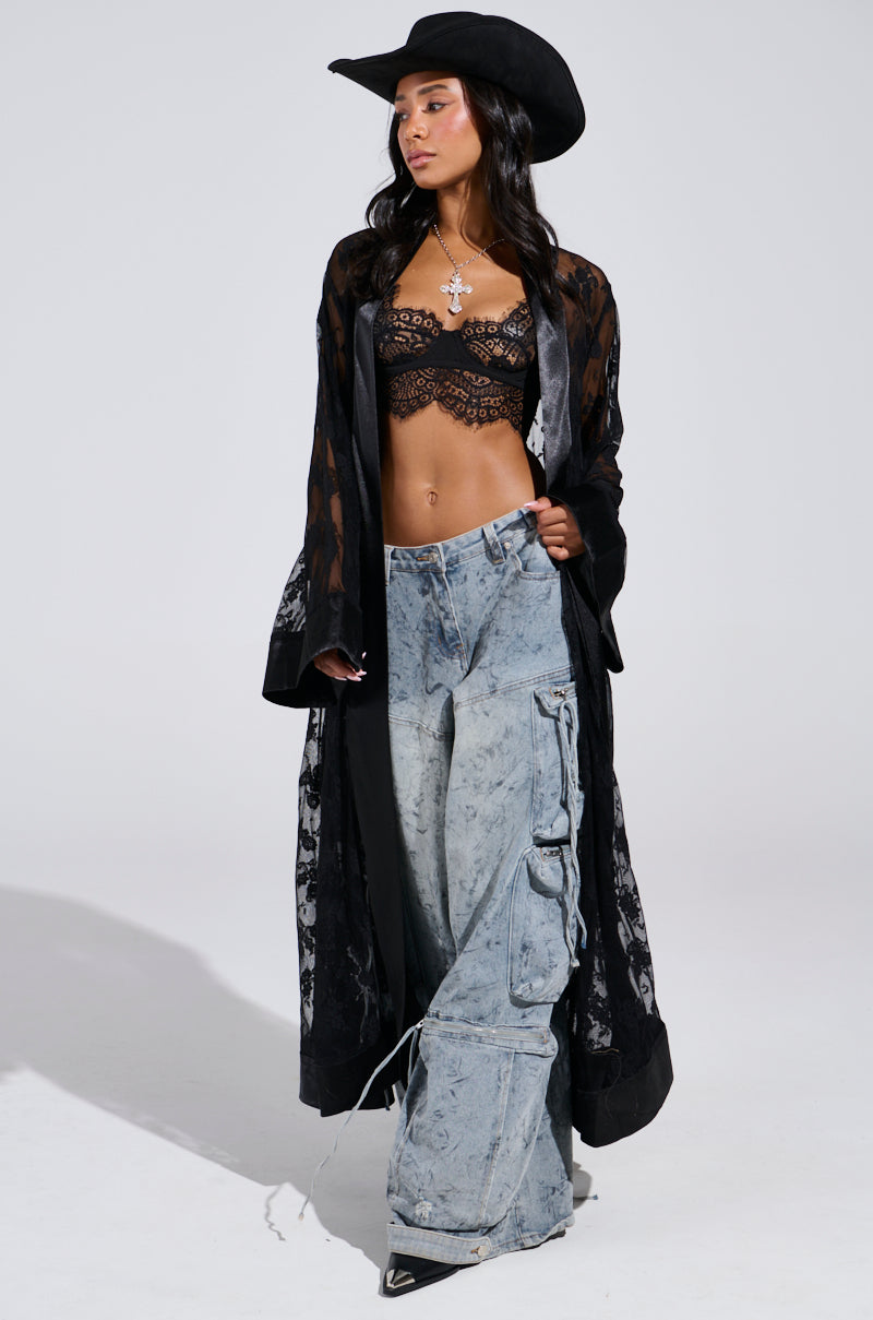 BORA BORA LACE DUSTER IN BLACK