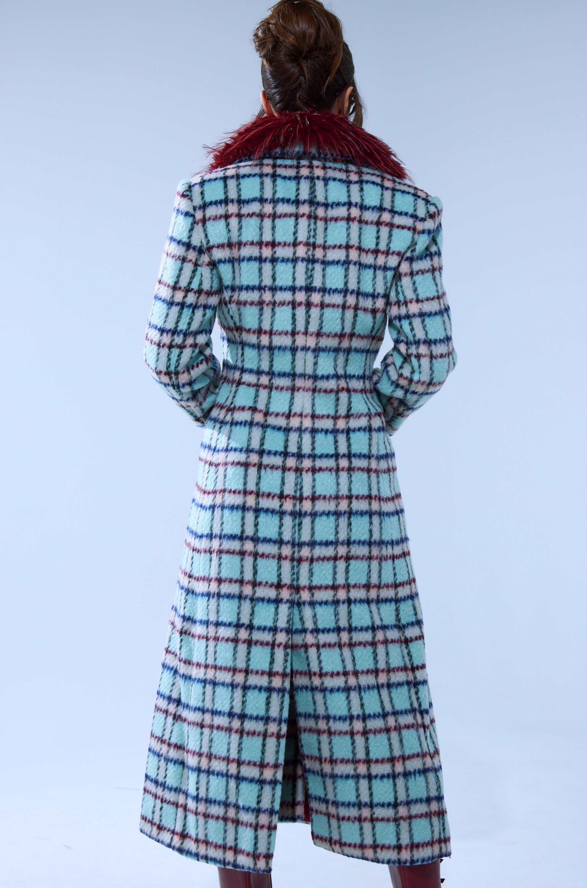 TEA FOR TWO FUR TRIM TRENCH IN BLUE