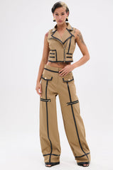 EAST HAMPTON WIDE LEG TROUSERS IN BROWN