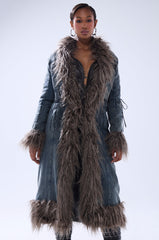 SADE FUR TRIM DENIM TRENCH