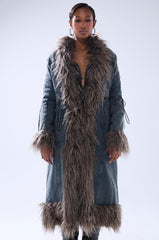 SADE FUR TRIM DENIM TRENCH