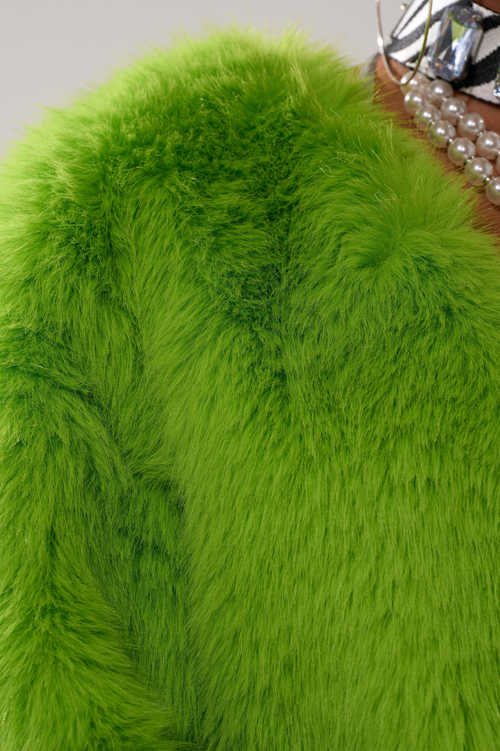 SLIME TIME FAUX FUR COAT IN LIME