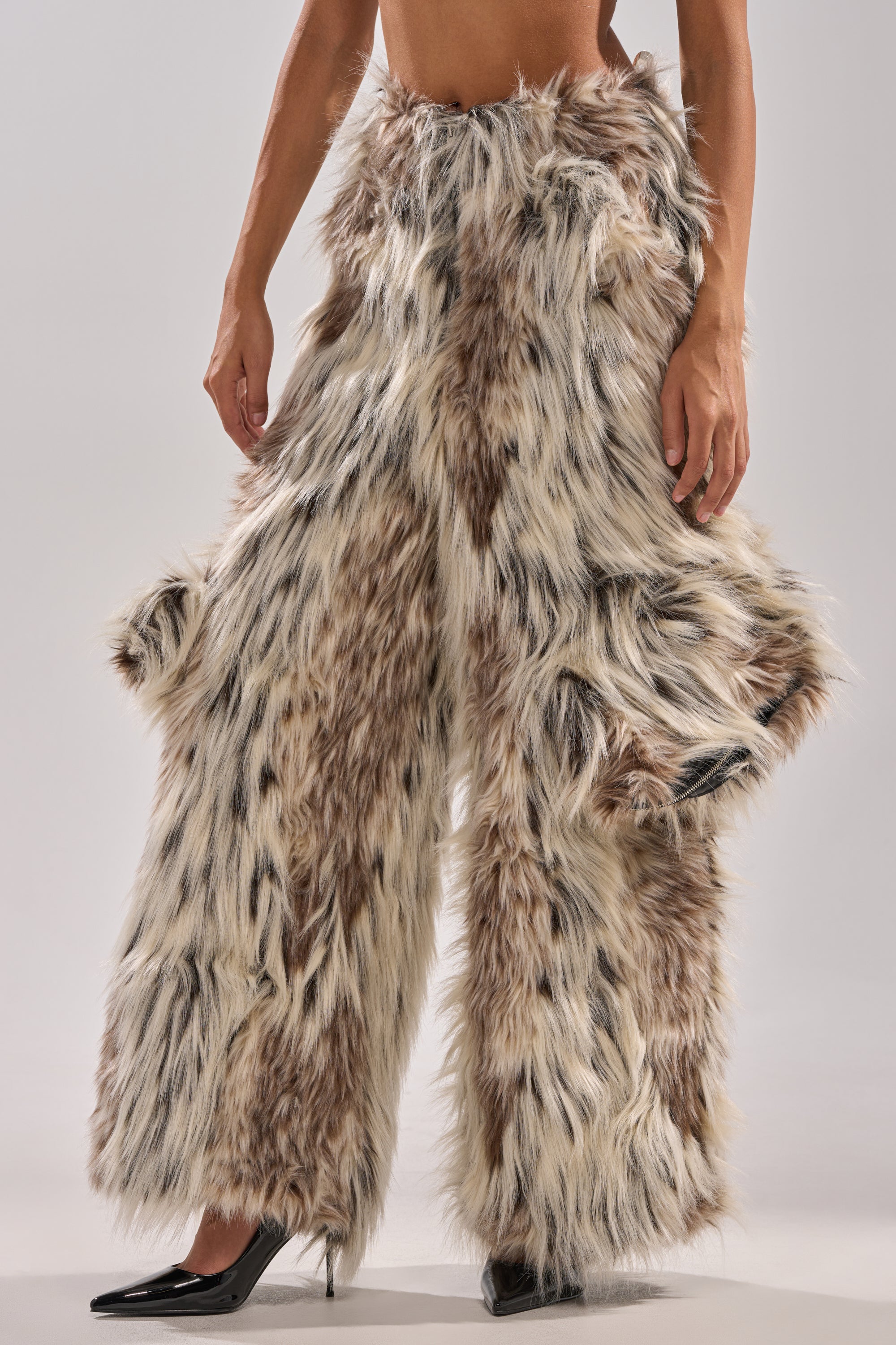 PARTICULAR TASTE FAUX FUR CARGO PANTS