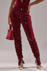 TOO HOT FOR YOU FAUX LEATHER RUCHED TROUSER
