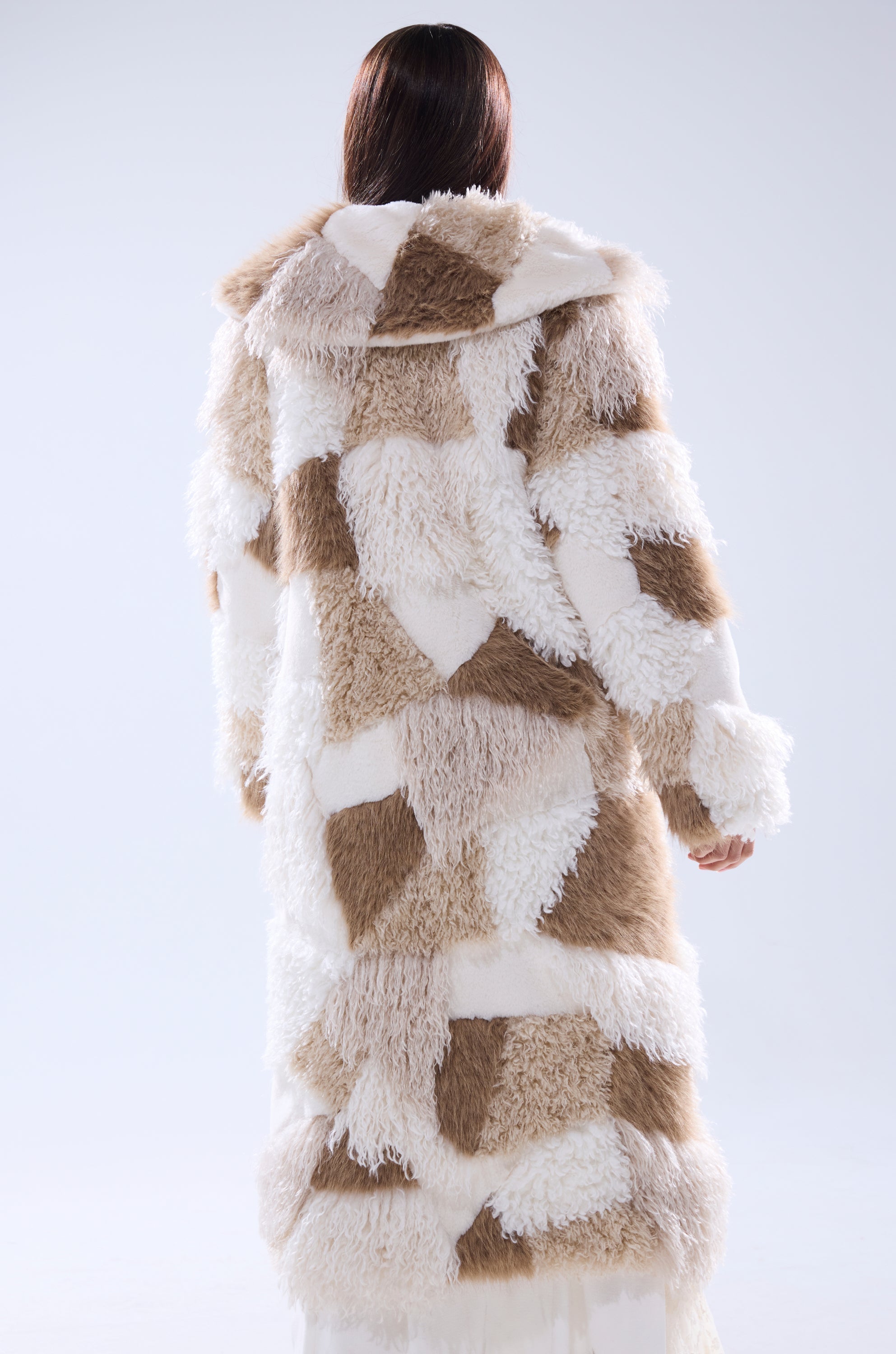 IN MY FEELS PATCHWORK FAUX FUR COAT