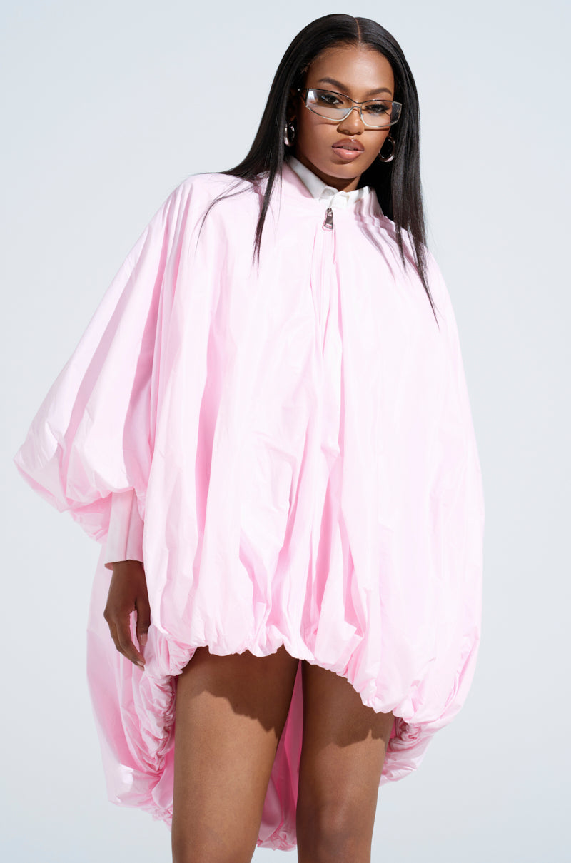 FLOATING NYLON BUBBLE BOMBER IN LIGHT PINK