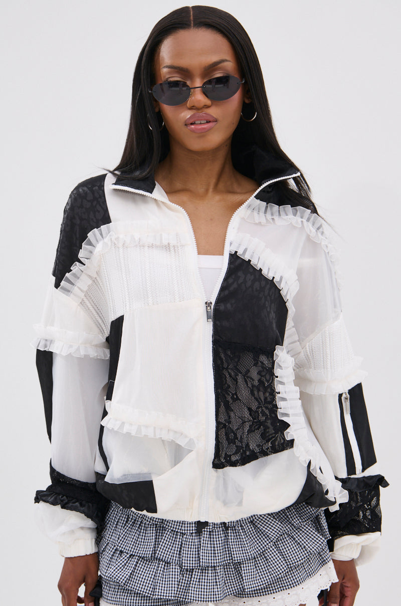 BLACK DAHLIA PATCHWORK BOMBER