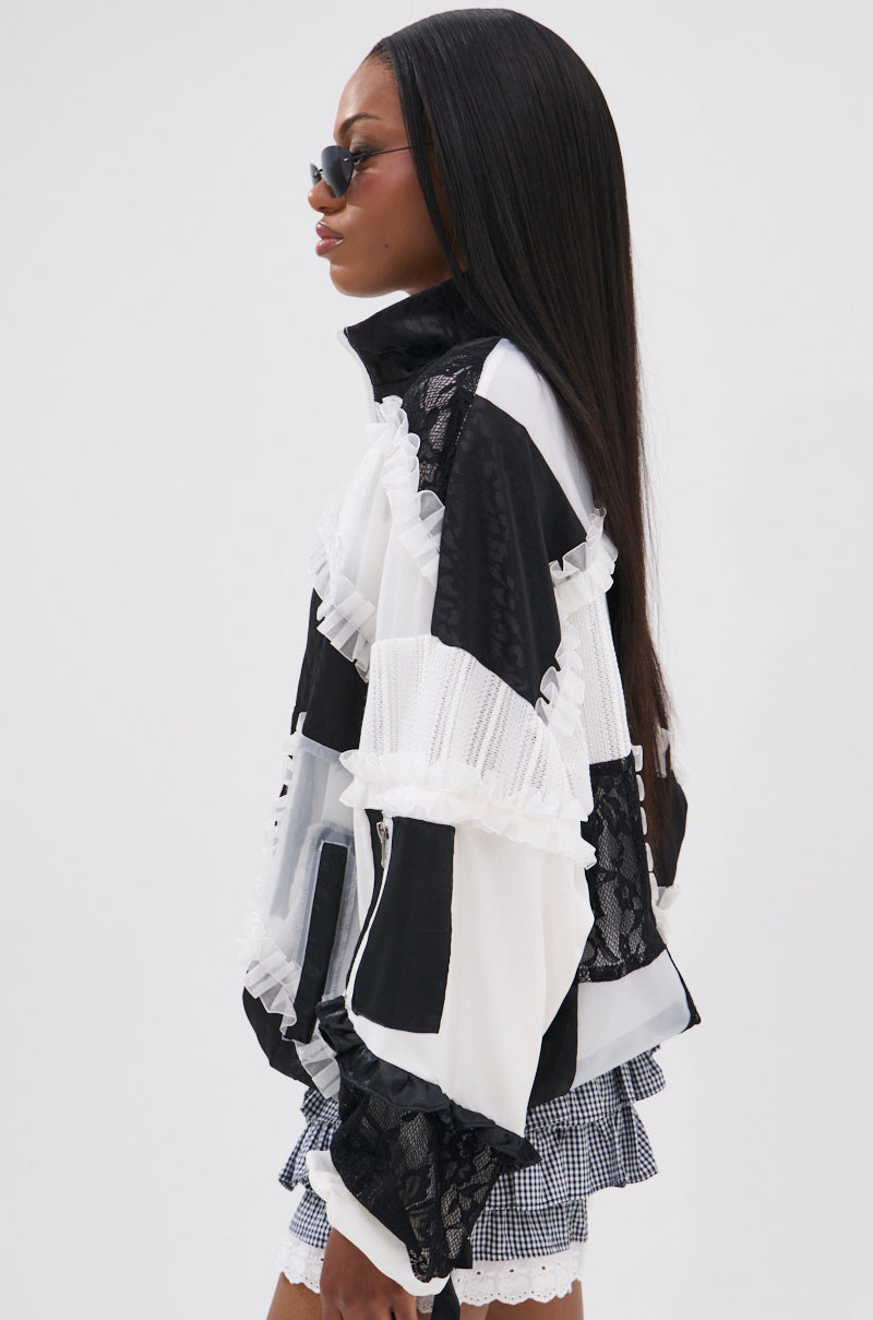 BLACK DAHLIA PATCHWORK BOMBER