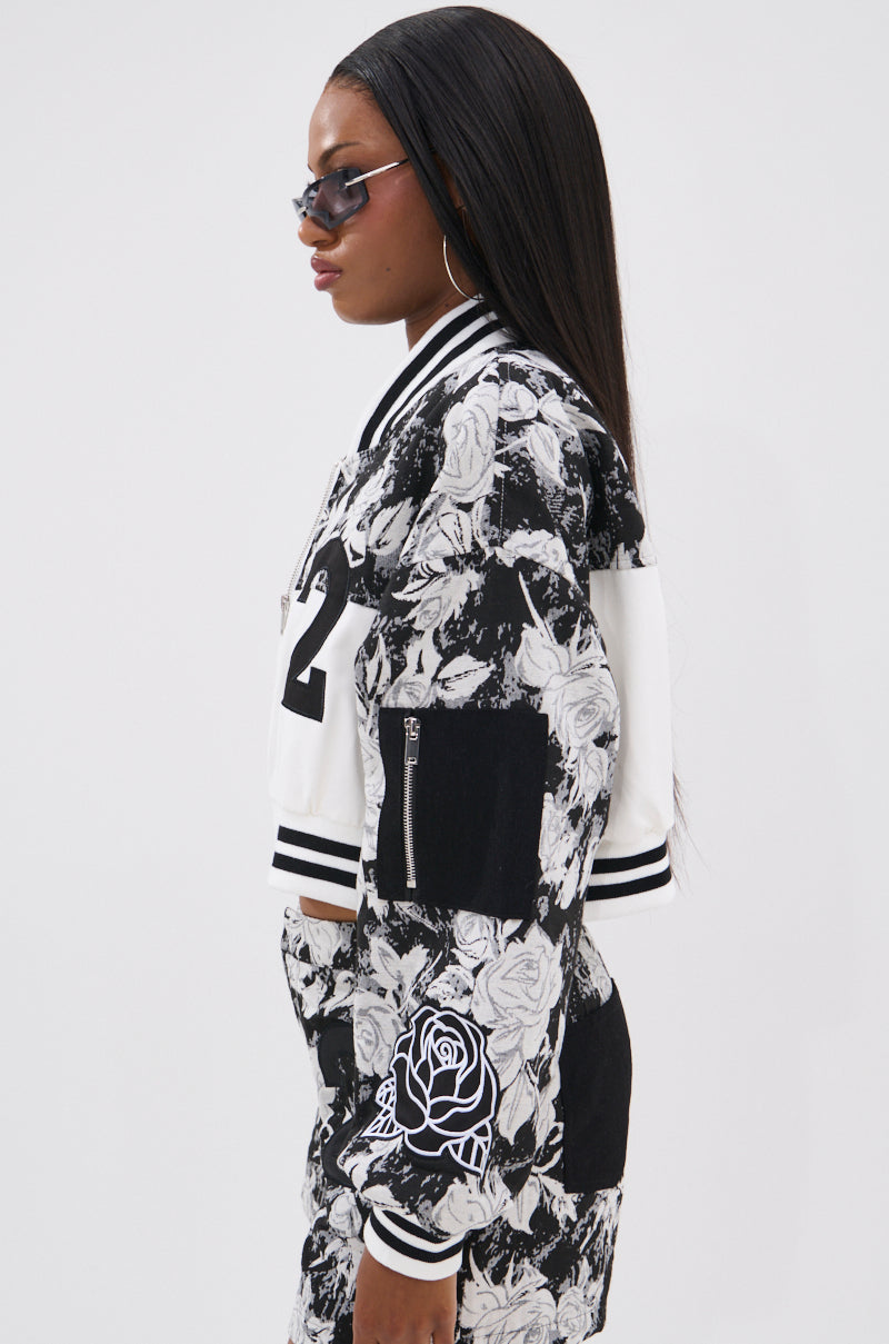 PAINT THE ROSES RED JACQUARD BOMBER
