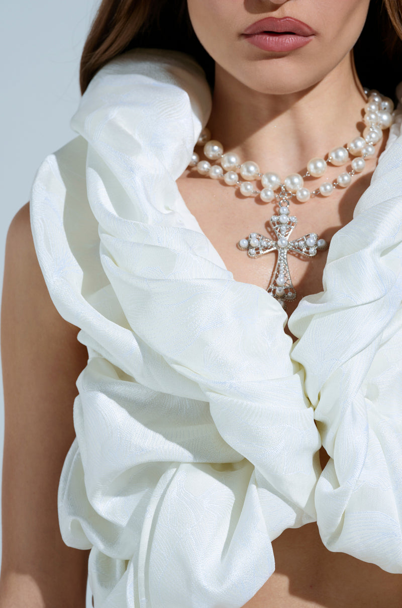 SOMETHING SWEET SATIN BOLERO IN IVORY FLORAL