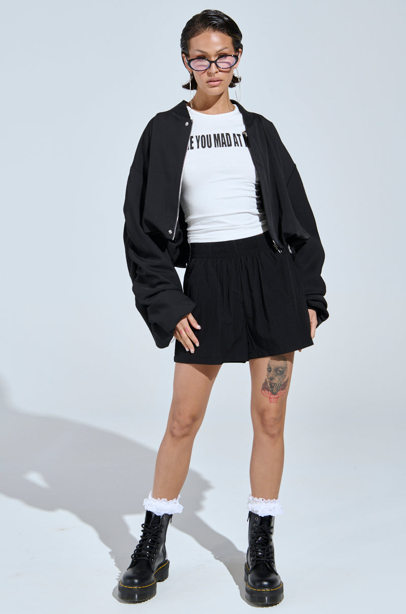 TREY RUCHED SLEEVE BOMBER