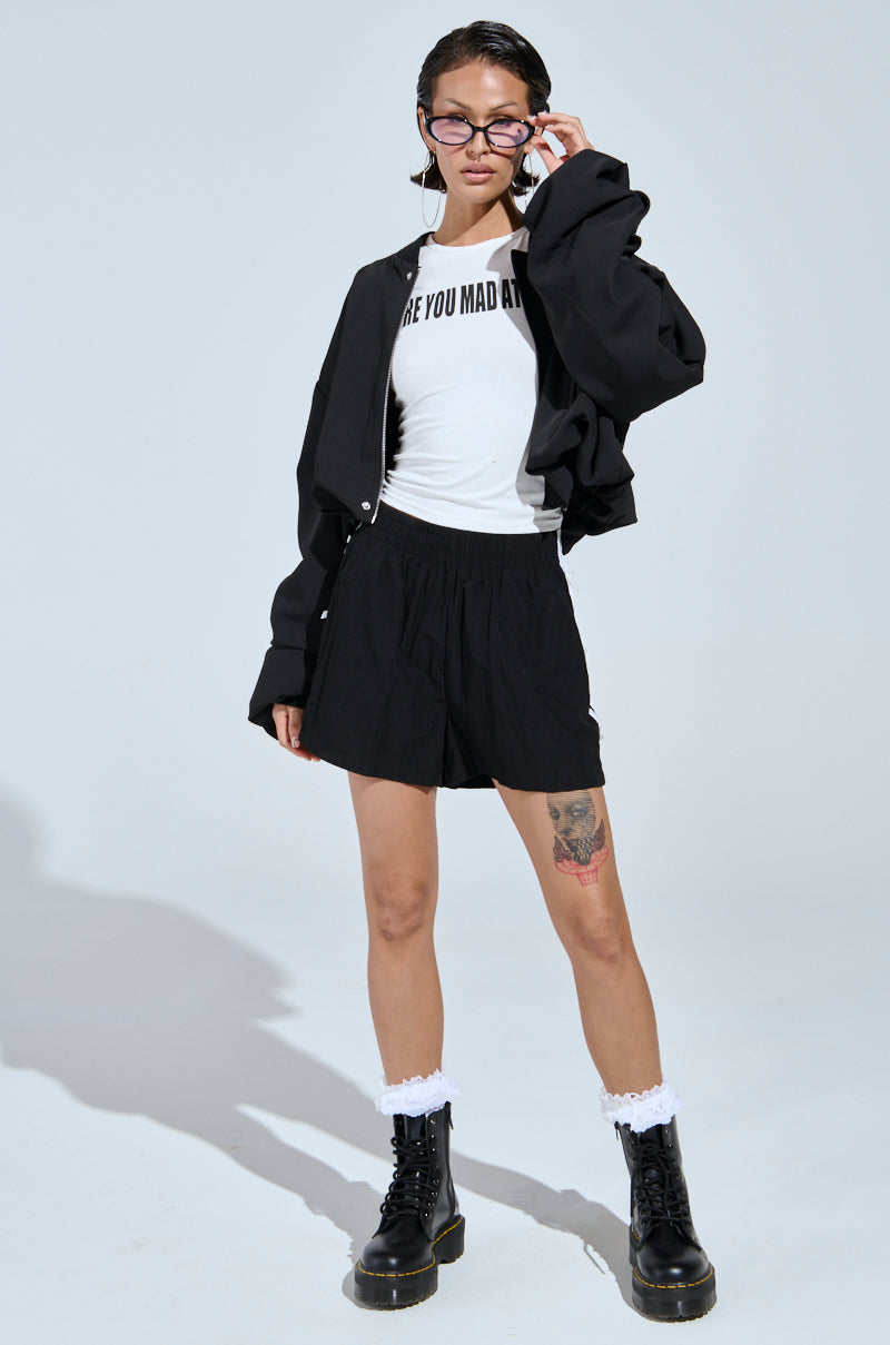 TREY RUCHED SLEEVE BOMBER