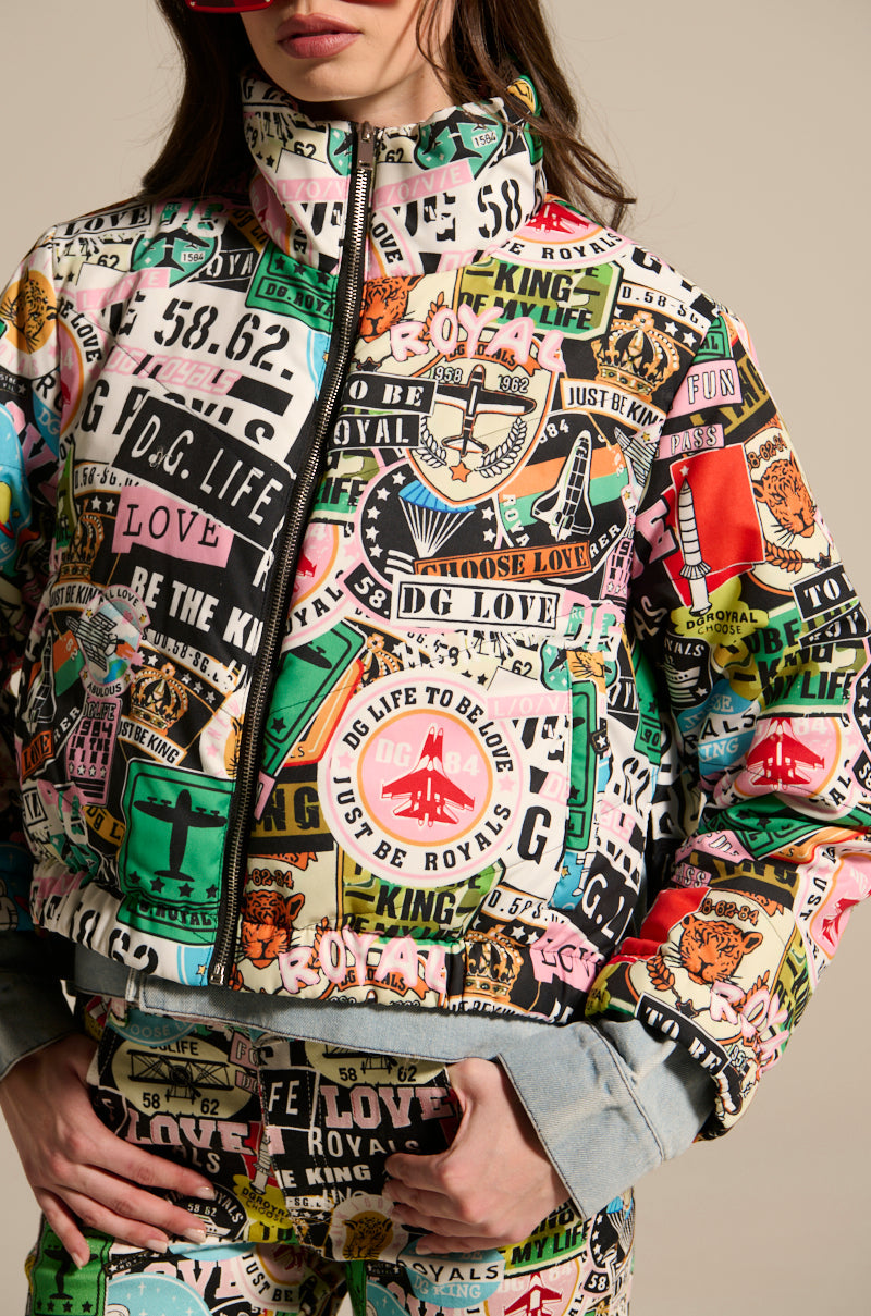 GREEN LIGHT LAYERED GRAPHIC BOMBER